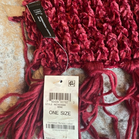 INC woman red/ wine scarf - Picture 3 of 7